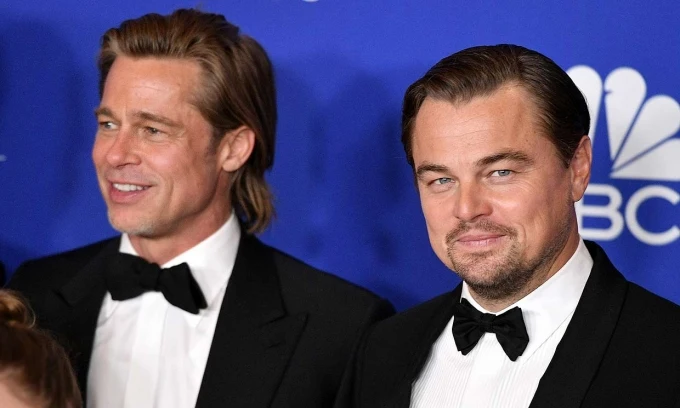 Brad Pitt trolea a DiCaprio en el discurso de los Globos de Oro