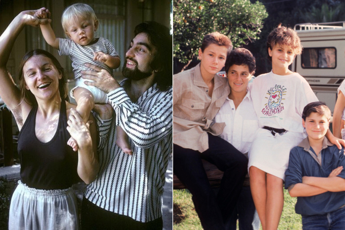 DiCaprio y Phoenix con sus respectivas familias