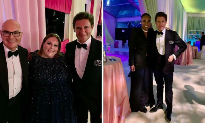 Daniel y Ricardo, a la izquierda con la actriz Chrissy Metz, a la derecha con Billy Porter