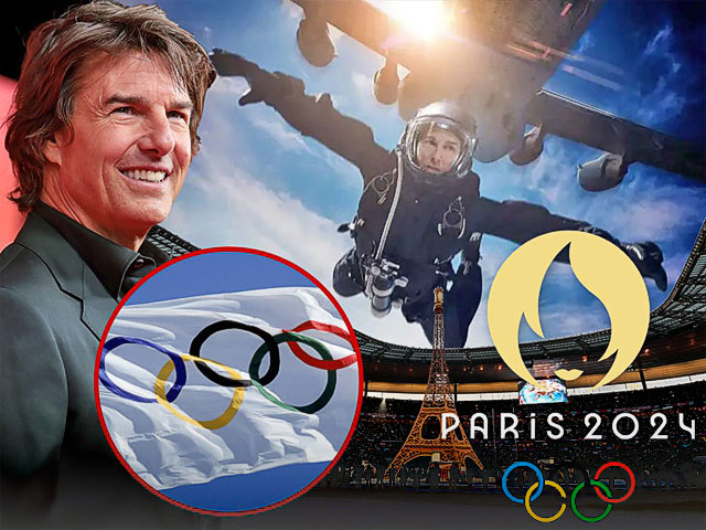 Tom Cruise traslada la bandera olímpica de París a LA al estilo 'Misión Imposible'