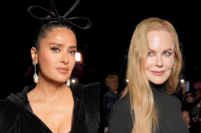 Tenso encontronazo entre Nicole Kidman y Salma Hayek en el desfile de Balenciaga