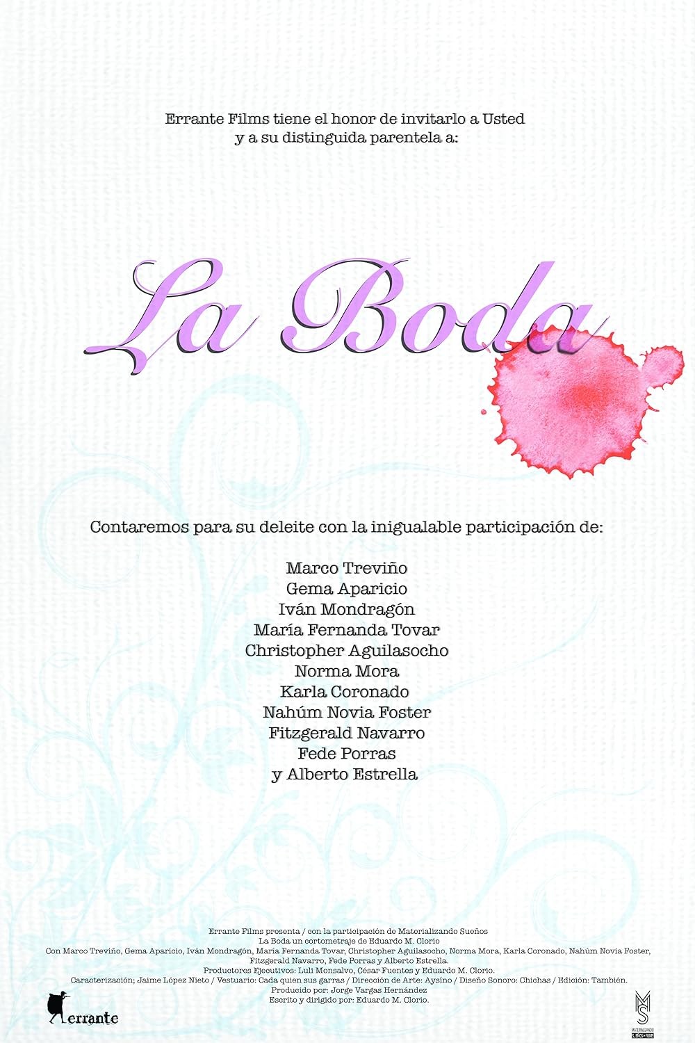 Poster de LA BODA. CORTOMETRAJE CUASIEXPERIMENTAL CÓMICO Y TRASCENDENTE PARA MANTENER VIVA LA LLAMA DE LA CREATIVIDAD Y LA AMISTAD.
