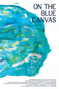 On the blue canvas