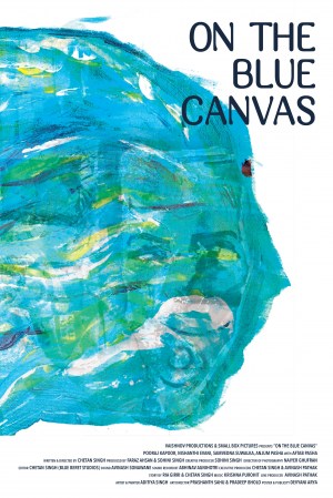 On the blue canvas